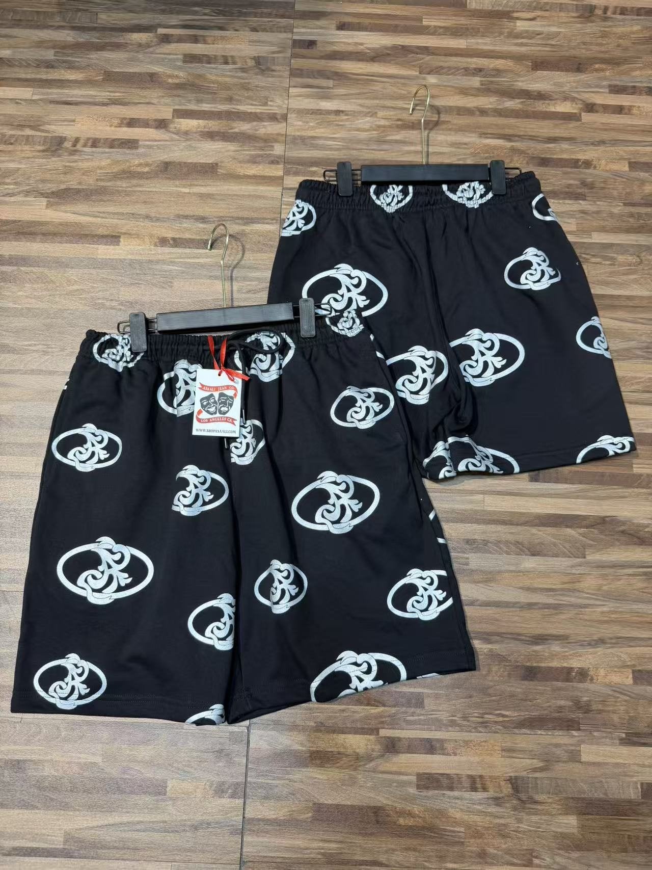 ASAALL Graphic Print Shorts - Black