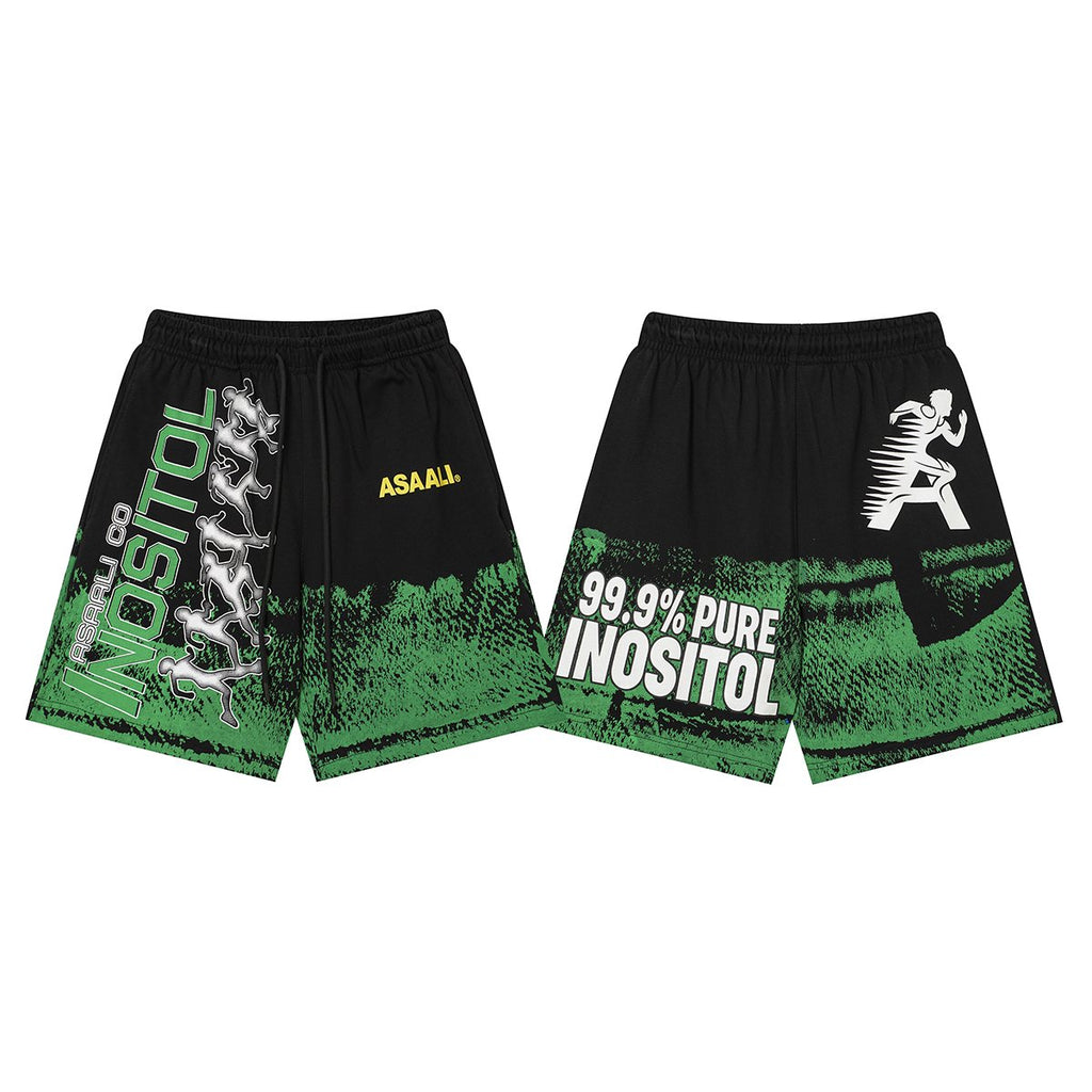 ASAALL Black Multicolor Graphic Shorts