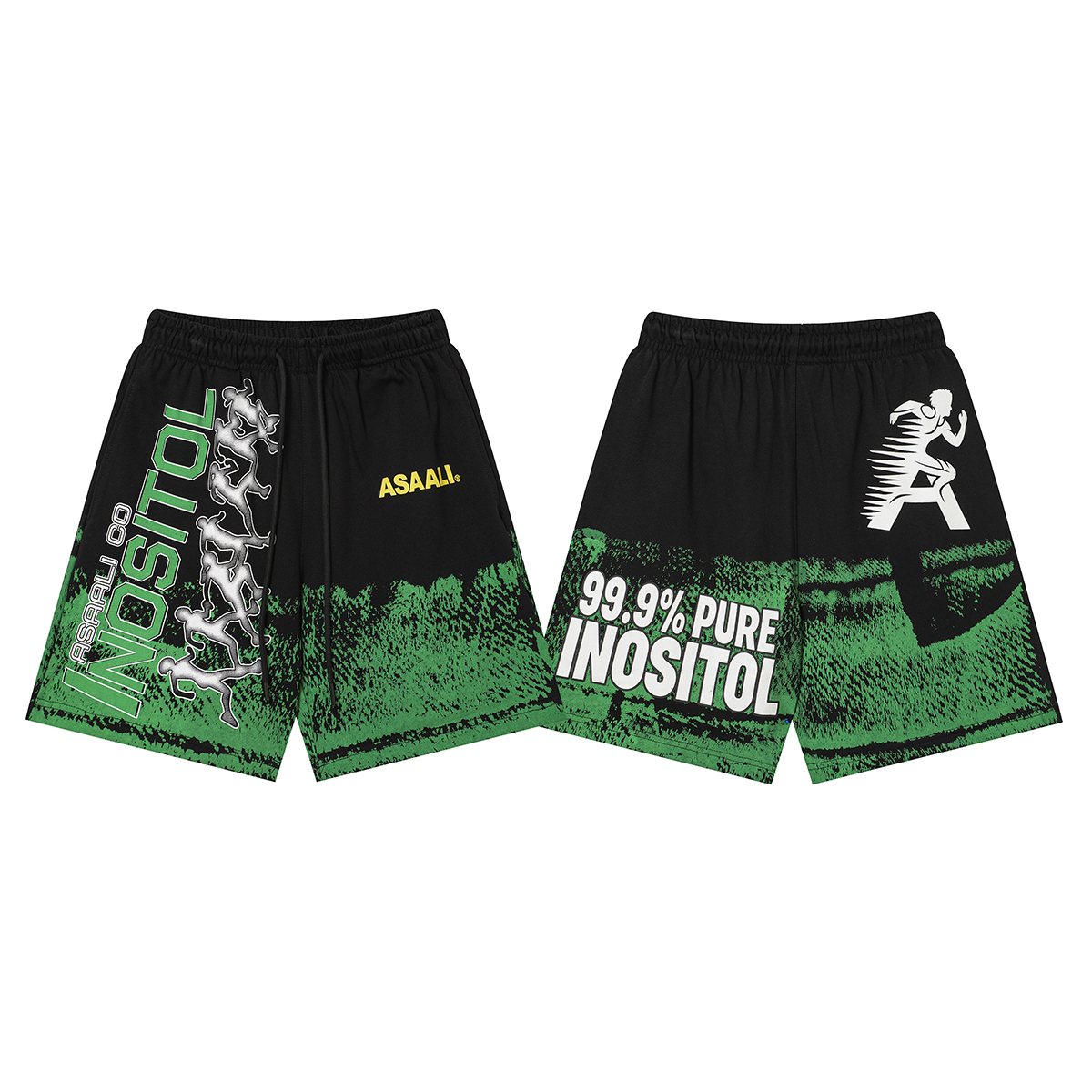 ASAALL Black Multicolor Graphic Shorts