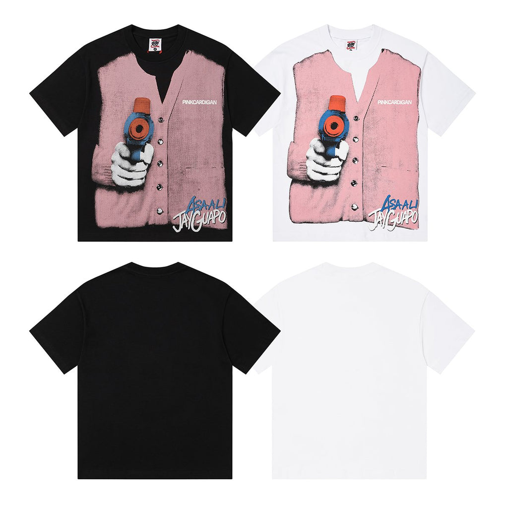 ASAALL Faux Cardigan Graphic T-Shirt