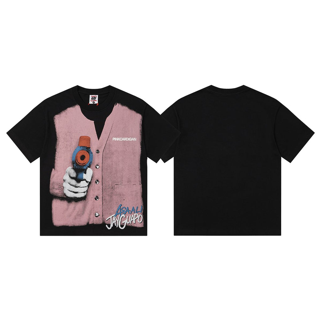 ASAALL Faux Cardigan Graphic T-Shirt