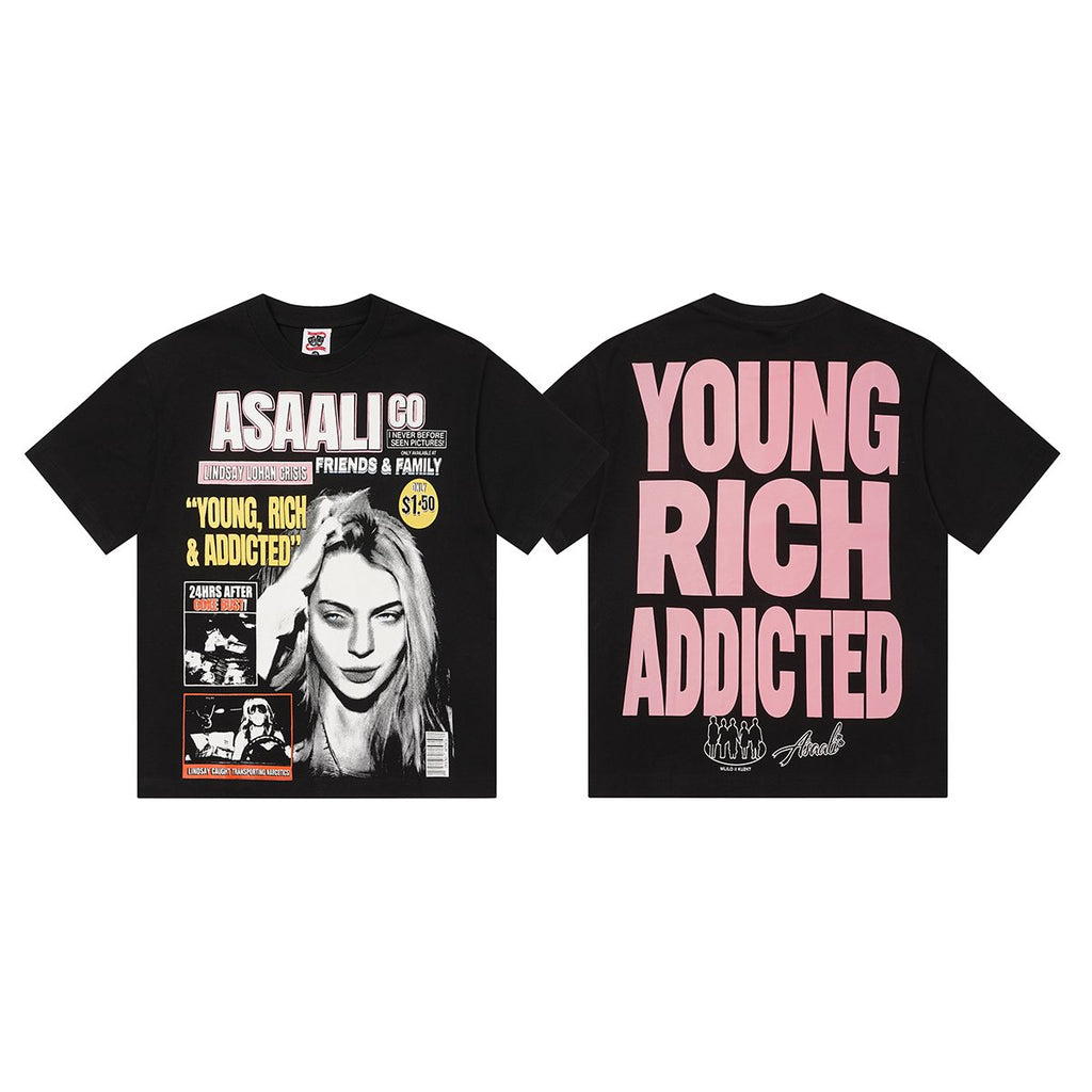 ASAALL Young Rich Addicted Portrait Graphic T-Shirt