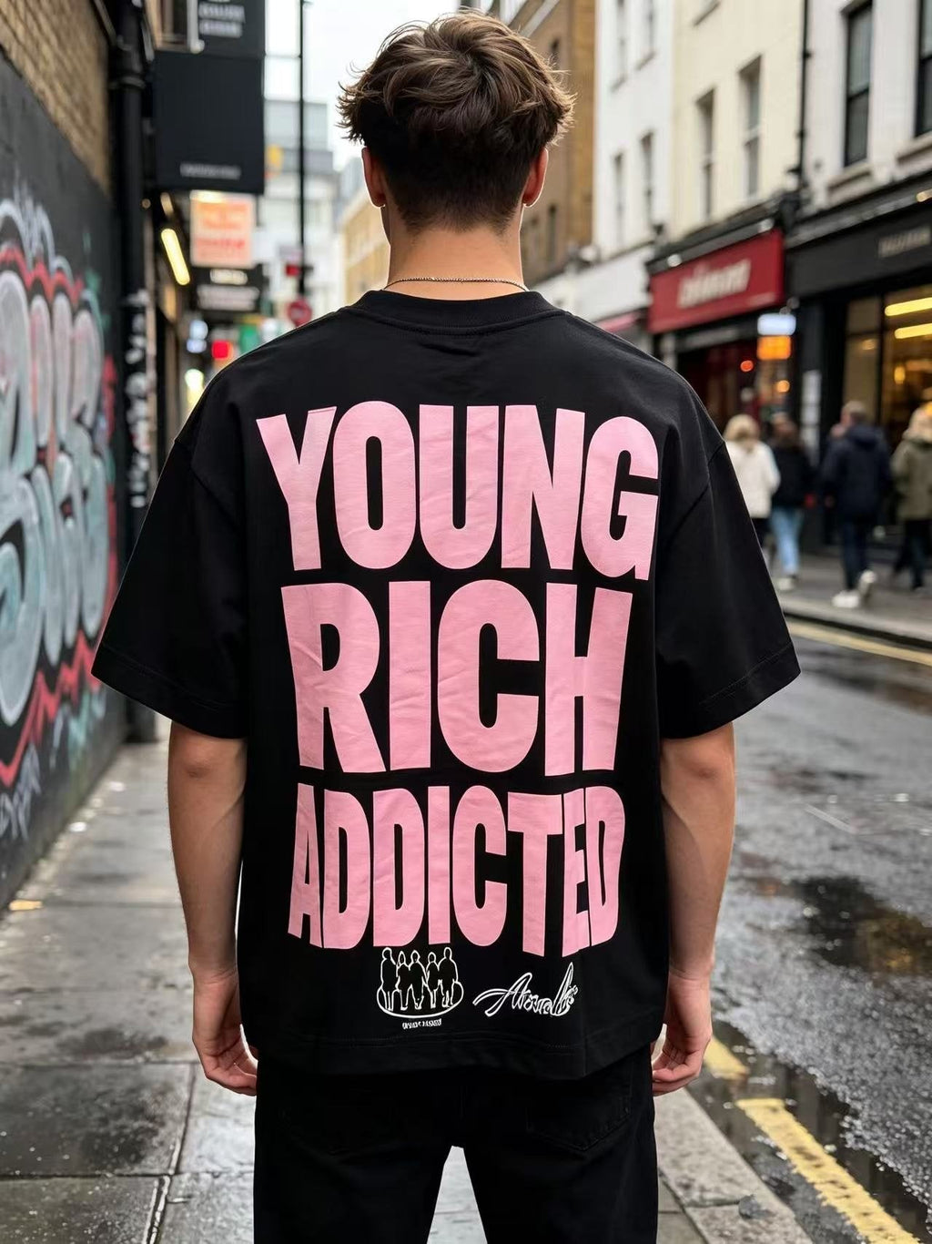 ASAALL Young Rich Addicted Portrait Graphic T-Shirt