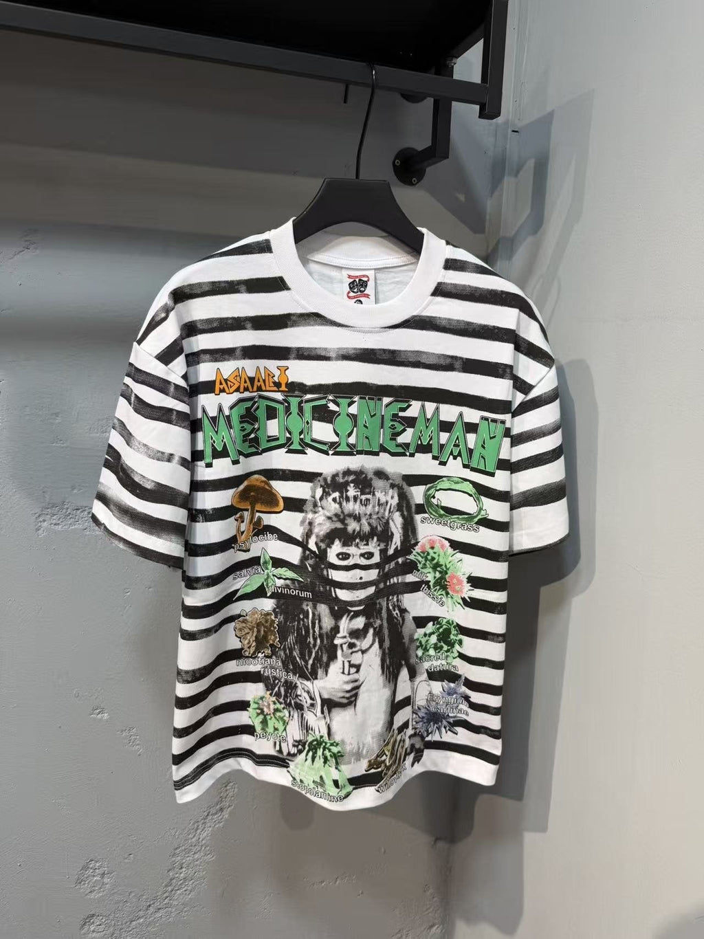 ASAALL Striped Front & Back Graphic T-Shirt