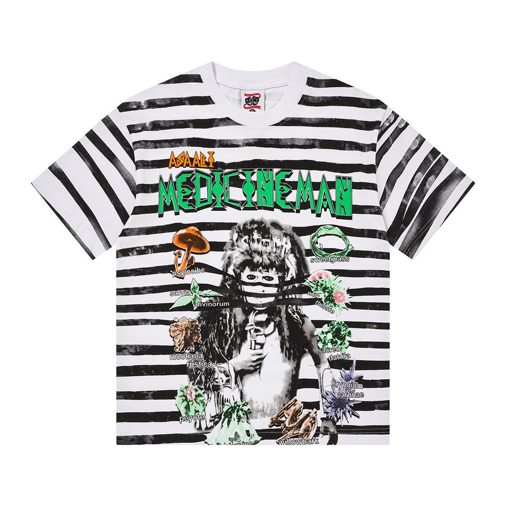 ASAALL Striped Front & Back Graphic T-Shirt