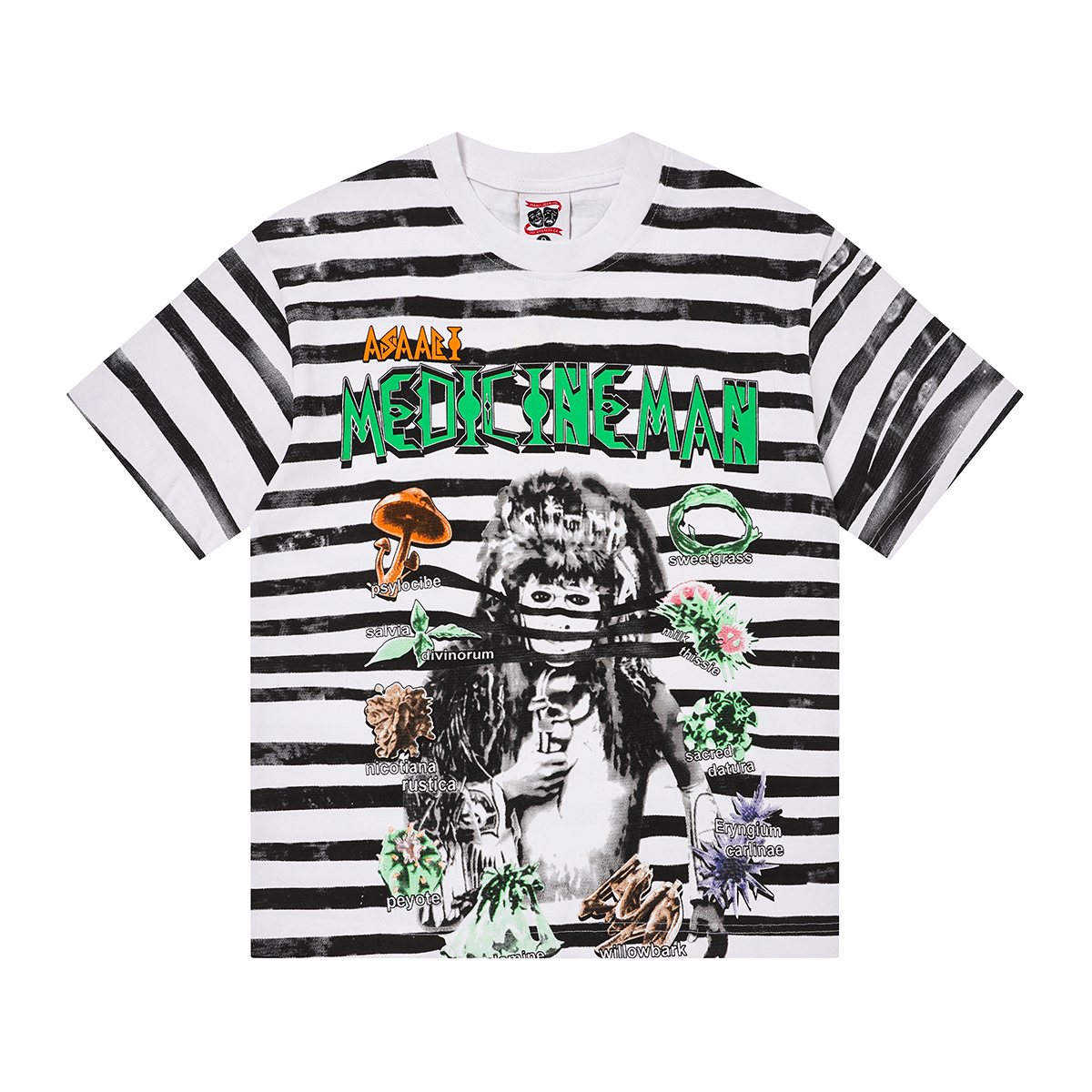 ASAALL Striped Front & Back Graphic T-Shirt