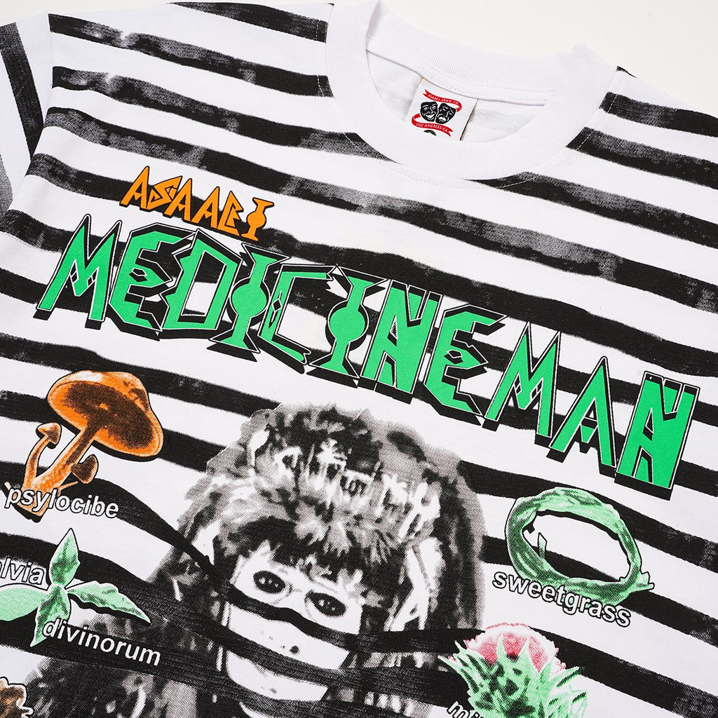 ASAALL Striped Front & Back Graphic T-Shirt