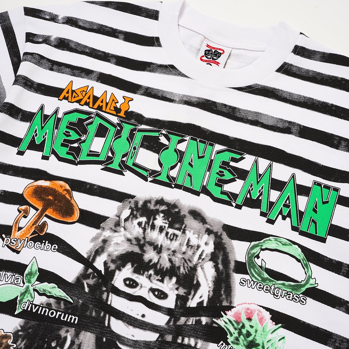 ASAALL Striped Front & Back Graphic T-Shirt