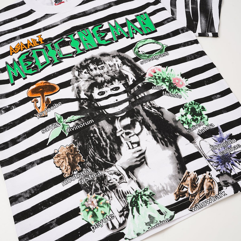 ASAALL Striped Front & Back Graphic T-Shirt