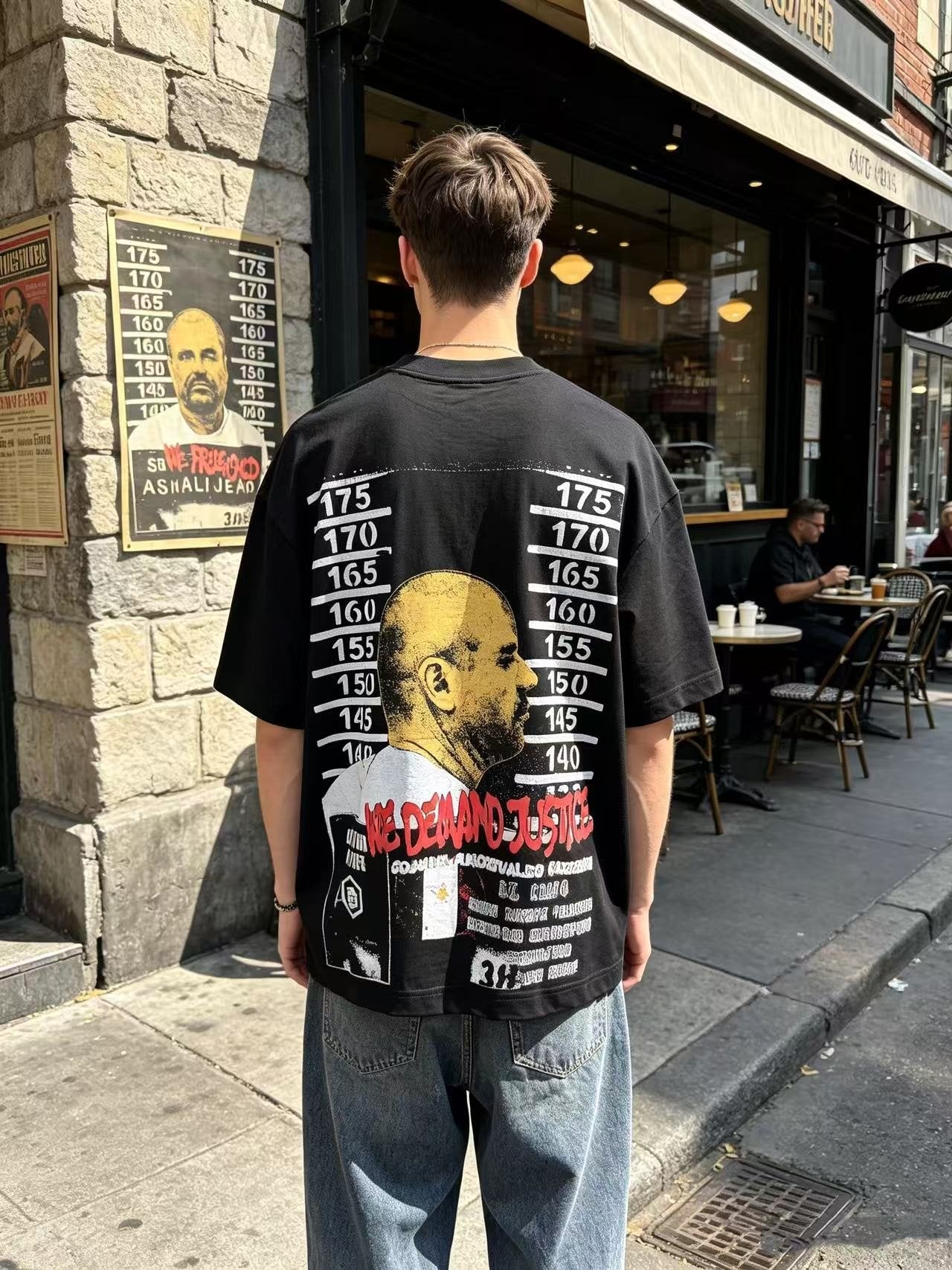 ASAALL Black Letter Graphic Short-Sleeve T-Shirt
