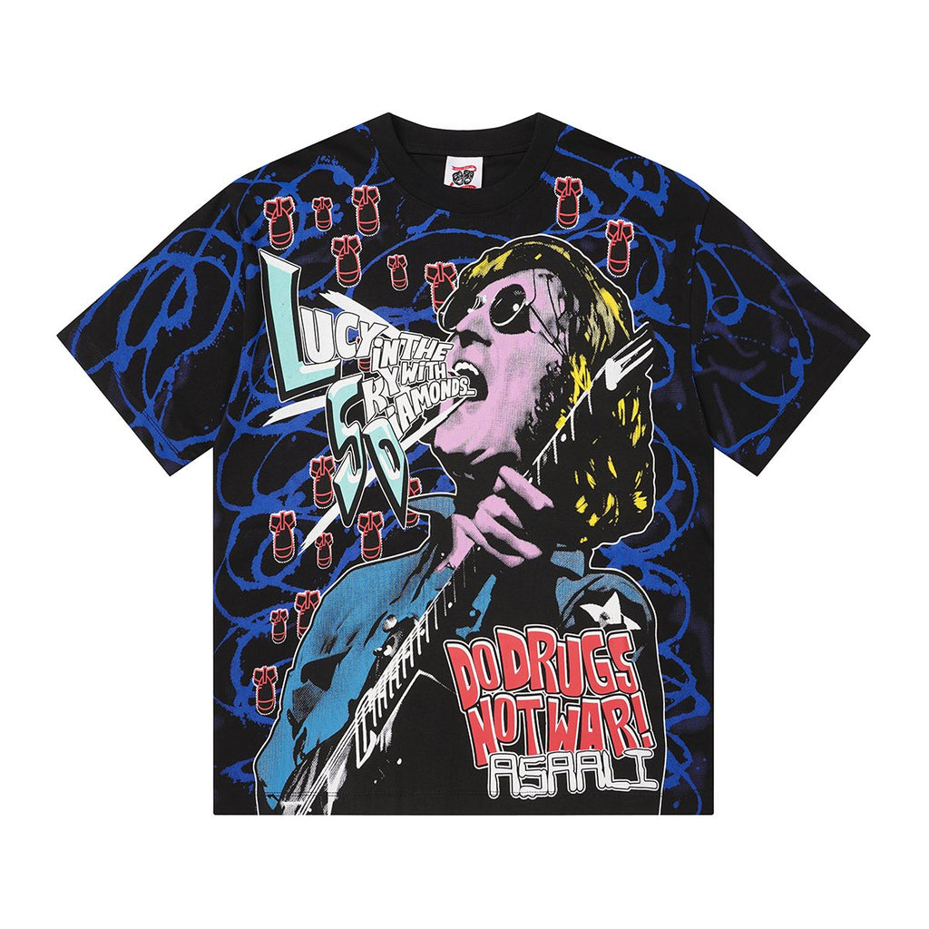ASAALL Peace Love & Cocaine Singer Graphic T-Shirt