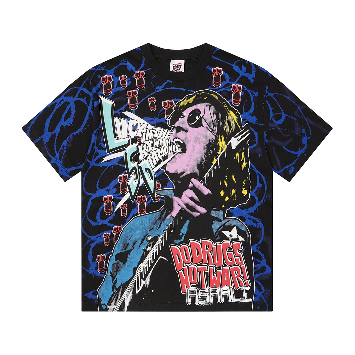 ASAALL Peace Love & Cocaine Singer Graphic T-Shirt