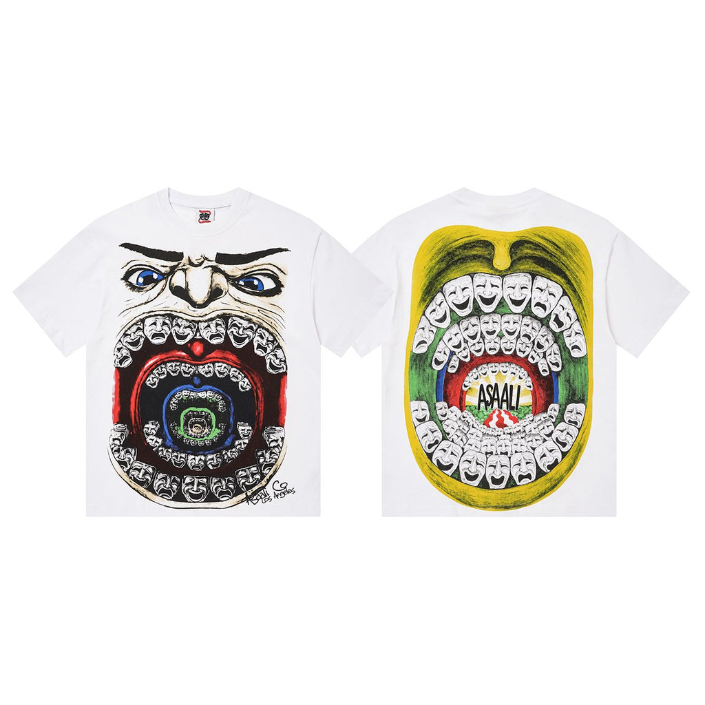ASAALL Mouth Mask Graphic Short-Sleeve T-Shirt