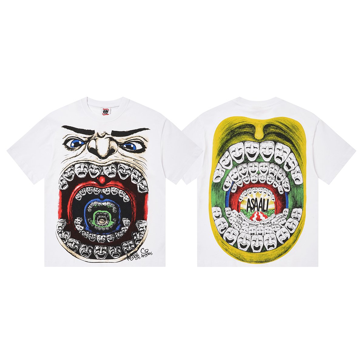 ASAALL Mouth Mask Graphic Short-Sleeve T-Shirt