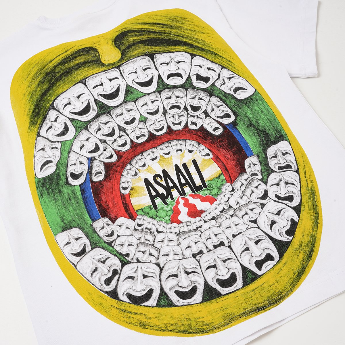 ASAALL Mouth Mask Graphic Short-Sleeve T-Shirt