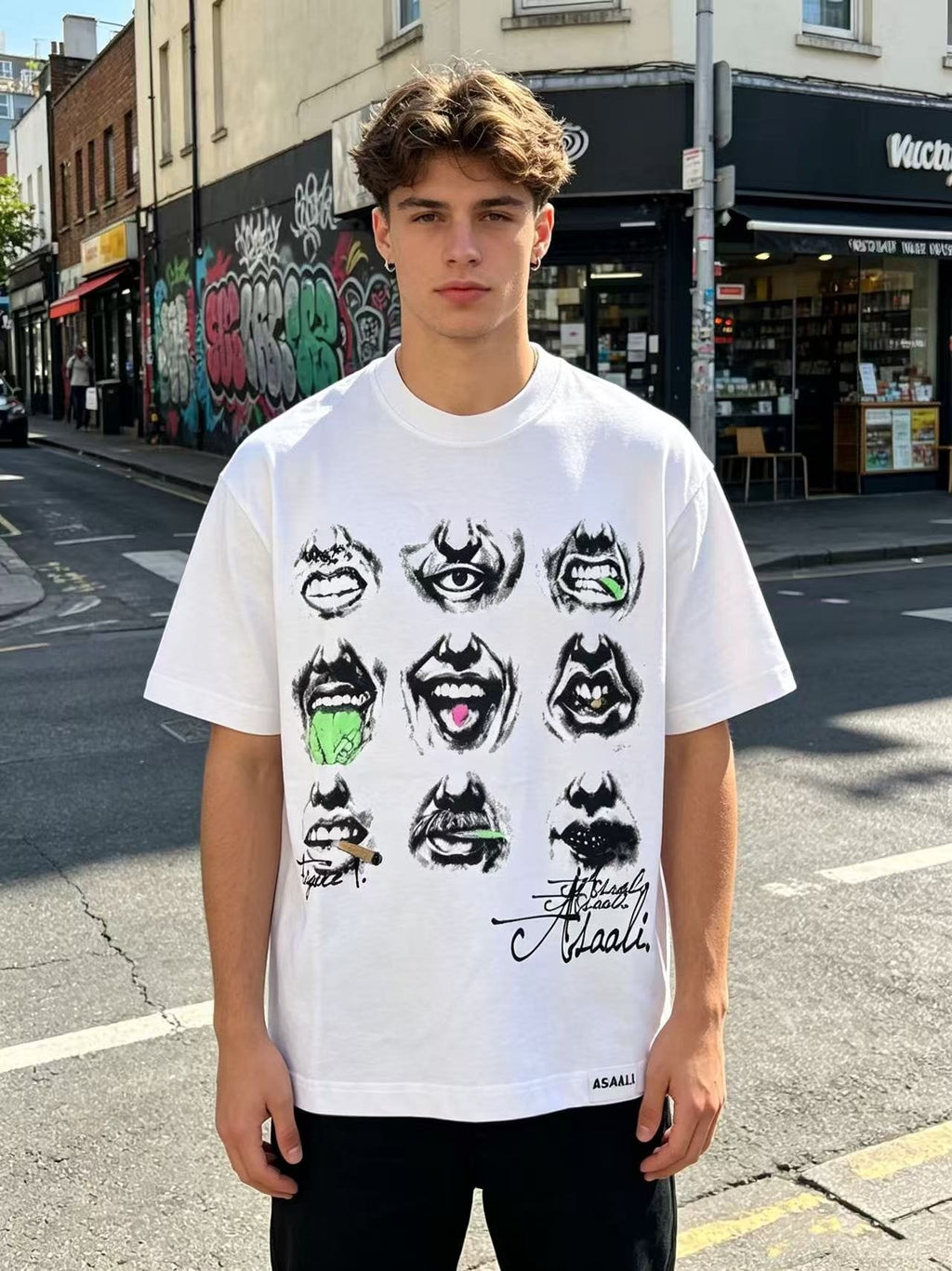 ASAALL Eye & Mouth Graphic Short-Sleeve T-Shirt