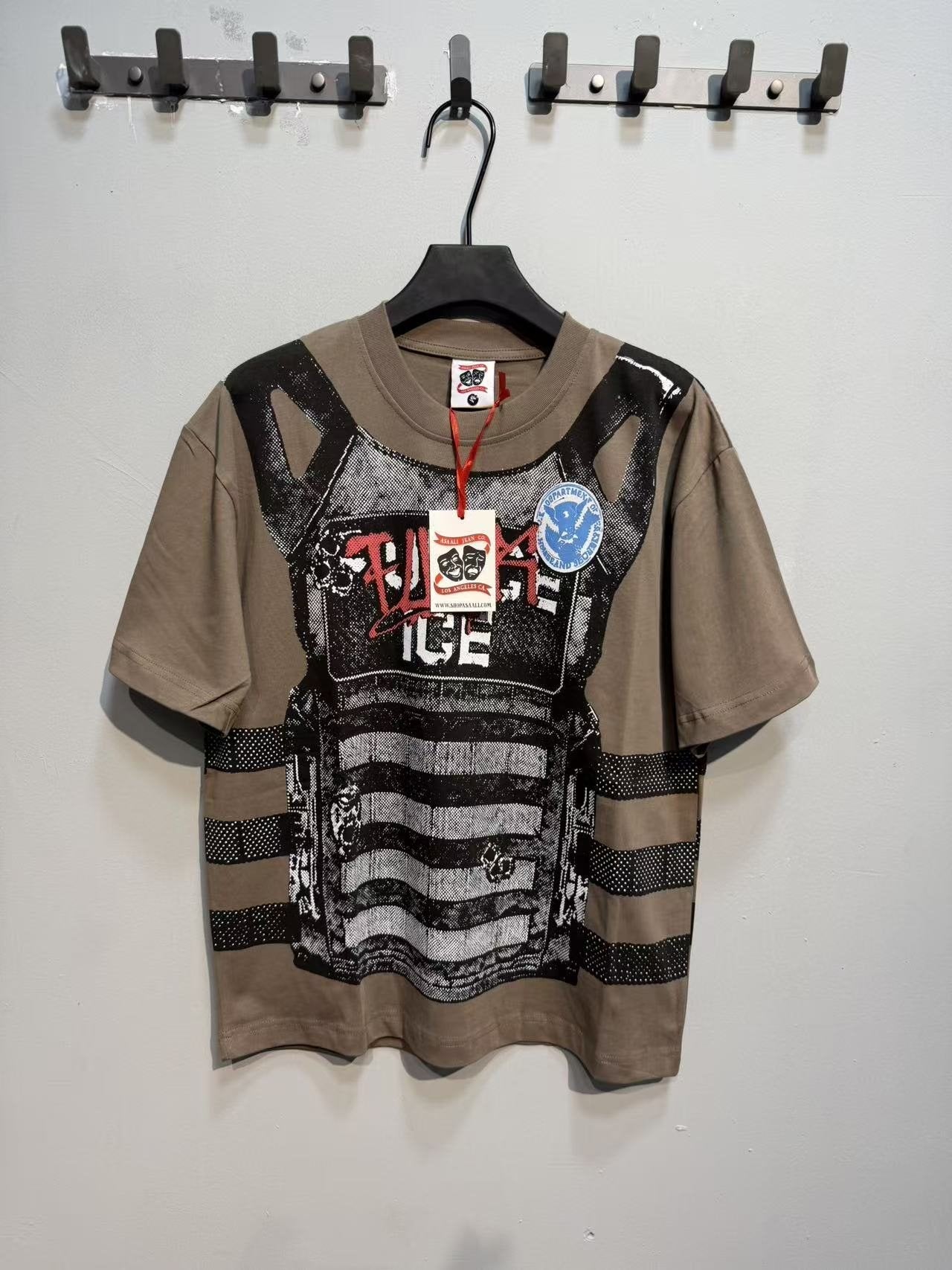 ASAALL Striped Panel Graphic Short-Sleeve T-Shirt