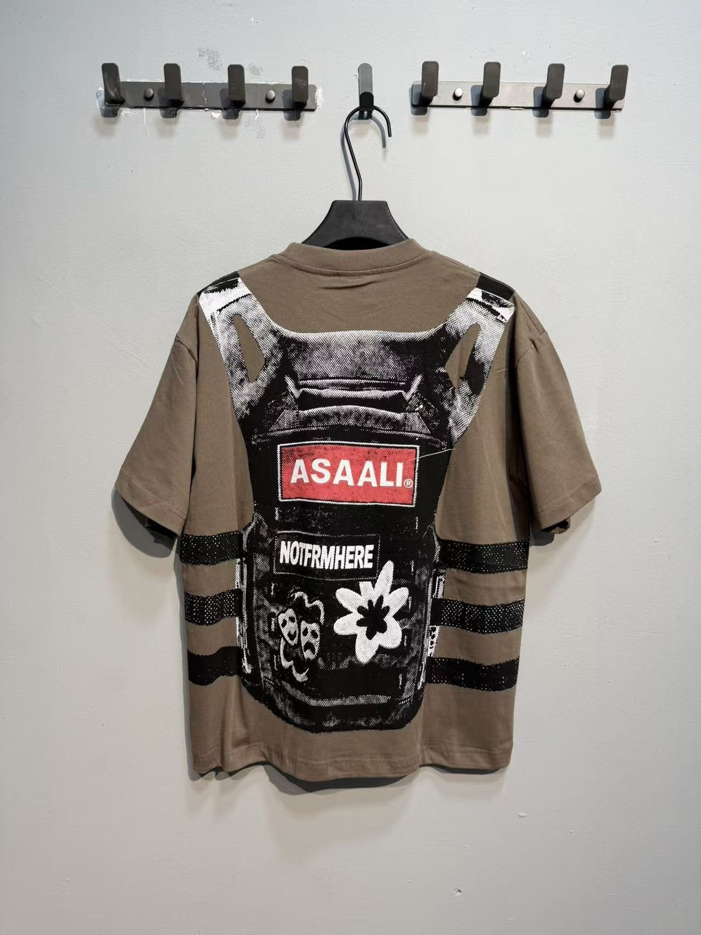 ASAALL Striped Panel Graphic Short-Sleeve T-Shirt