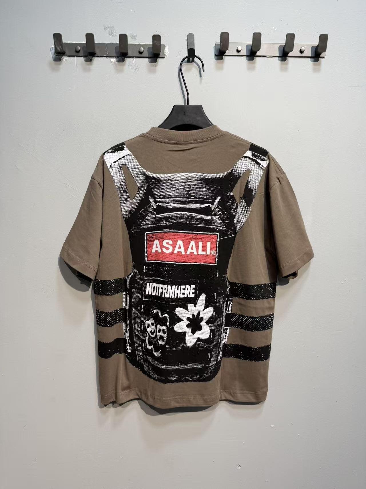 ASAALL Striped Panel Graphic Short-Sleeve T-Shirt