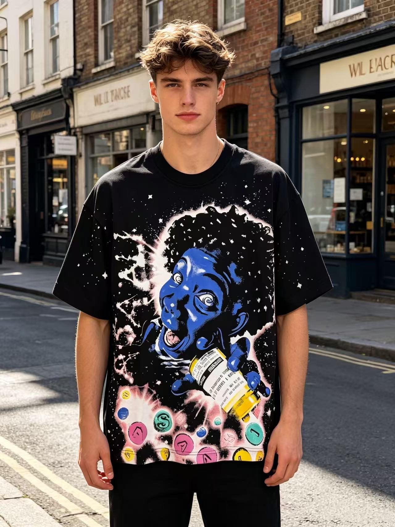 ASAALL Space Astronaut Graphic Short-Sleeve T-Shirt