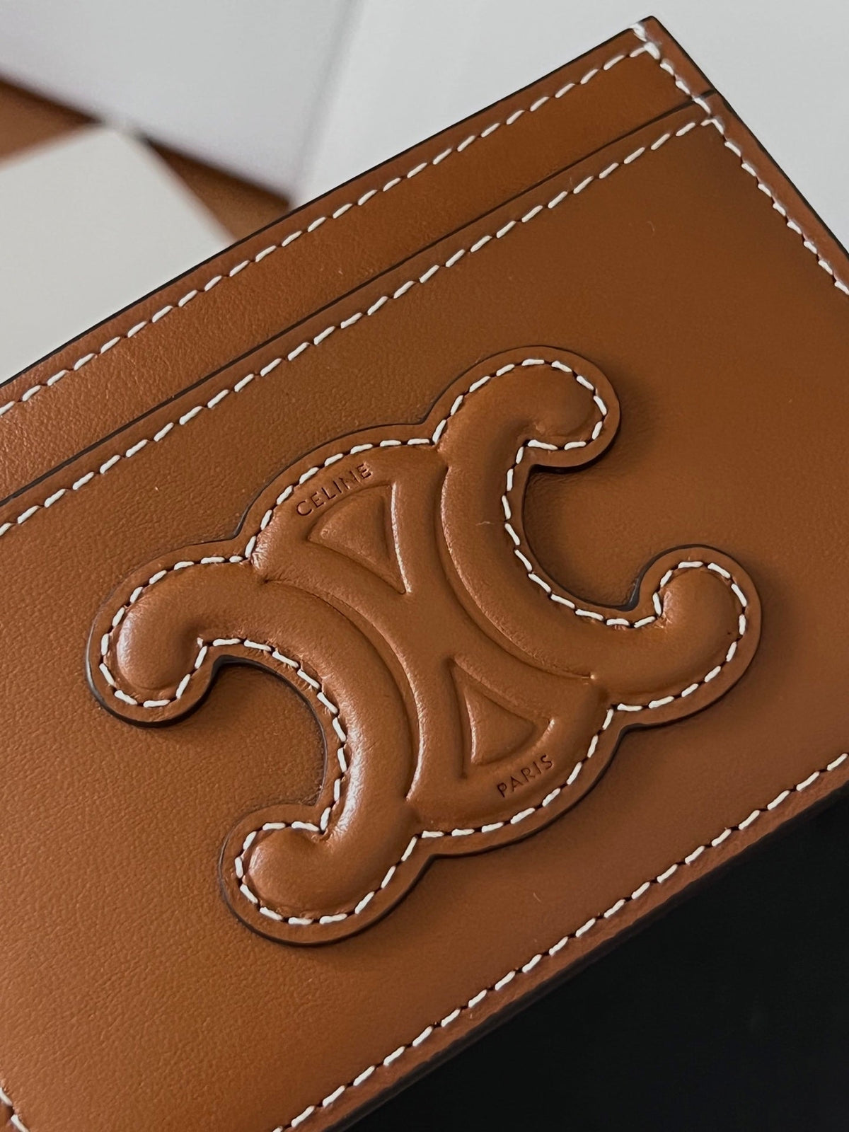 CELINE 25S CARD HOLDER CUIR TRIOMPHE 11 IN BROWN SHINY CALFSKIN