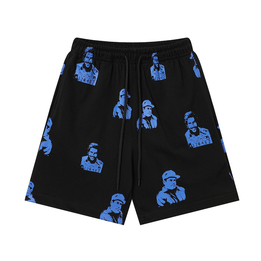 ASAALL All-Over Portrait Graphic Drawstring Shorts
