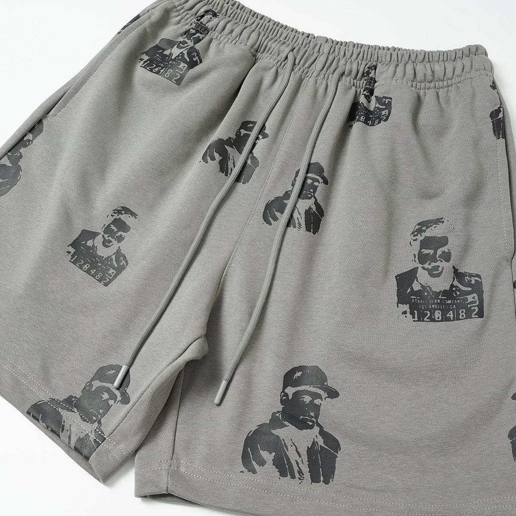ASAALL All-Over Portrait Graphic Drawstring Shorts
