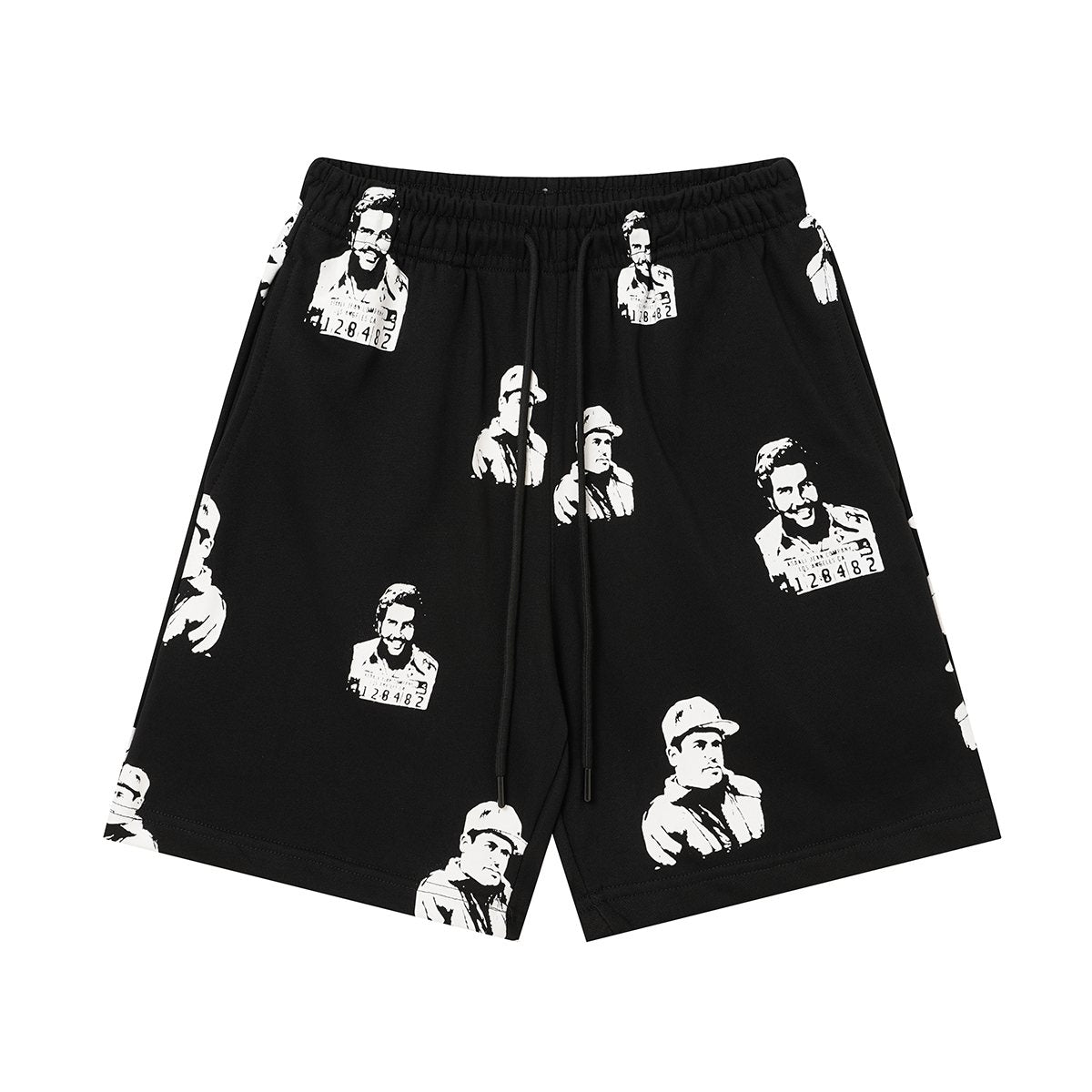 ASAALL All-Over Portrait Graphic Drawstring Shorts