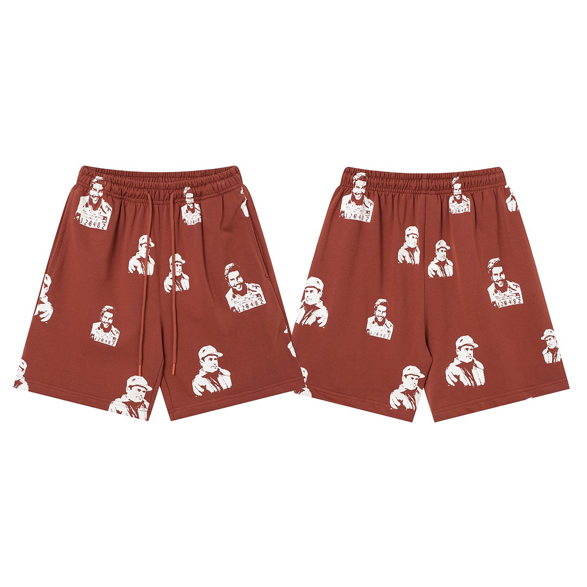 ASAALL All-Over Portrait Graphic Drawstring Shorts