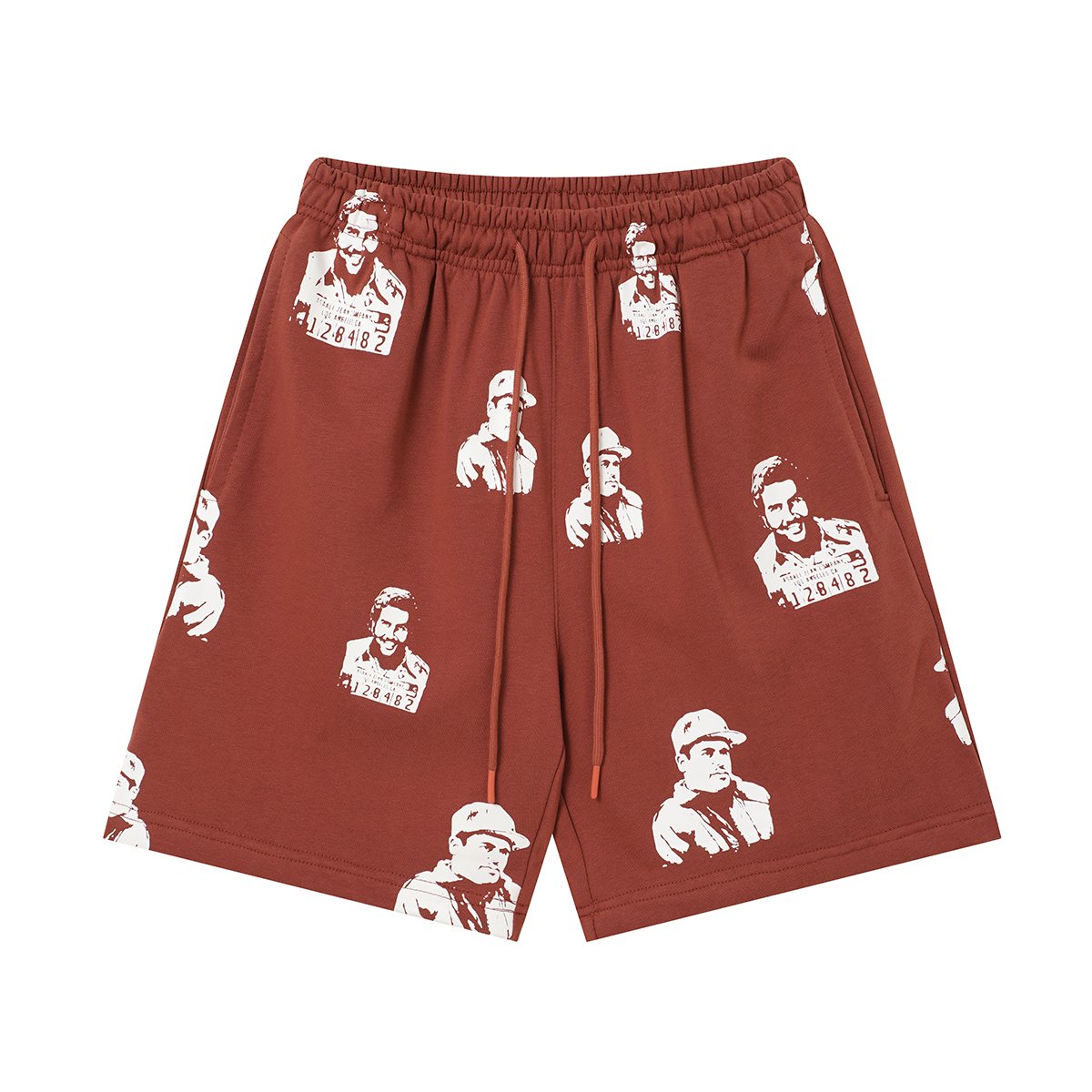 ASAALL All-Over Portrait Graphic Drawstring Shorts