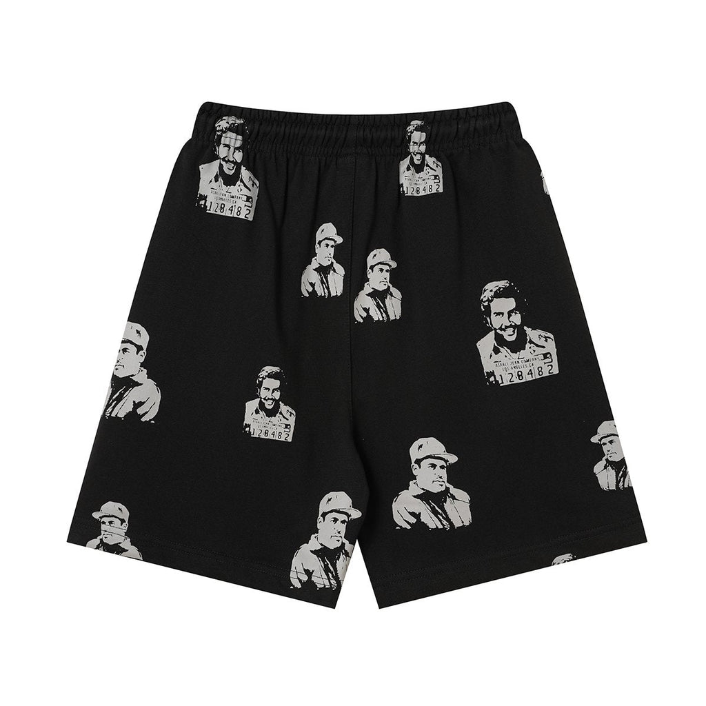 ASAALL All-Over Portrait Graphic Drawstring Shorts