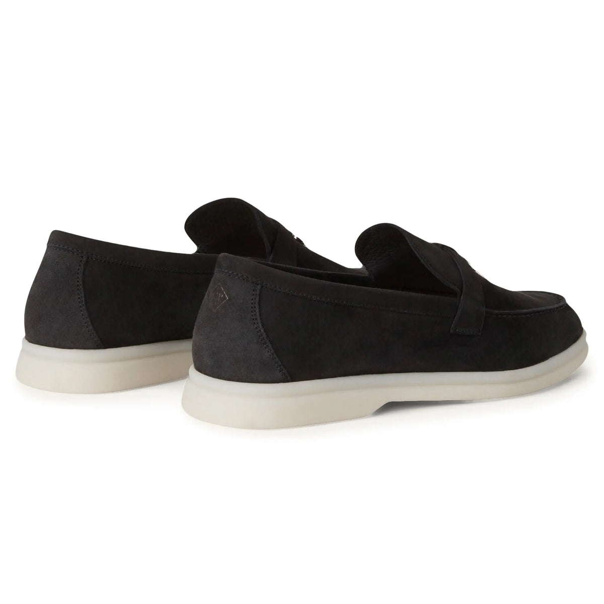 Loro Piana Summer Charms Walk Suede Caviar Loafers - Black