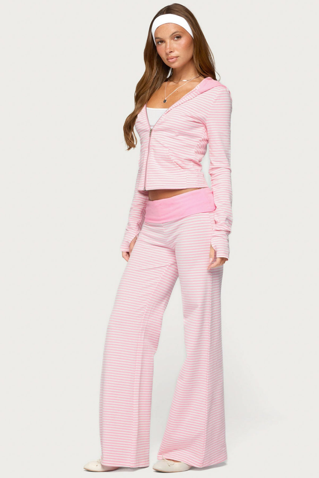 Meggy Striped Zip Up Hoodie