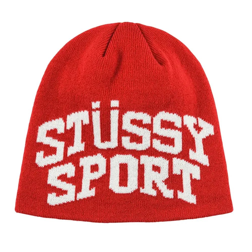 Stussy Sport Jacquard Skullcap Beanie Red