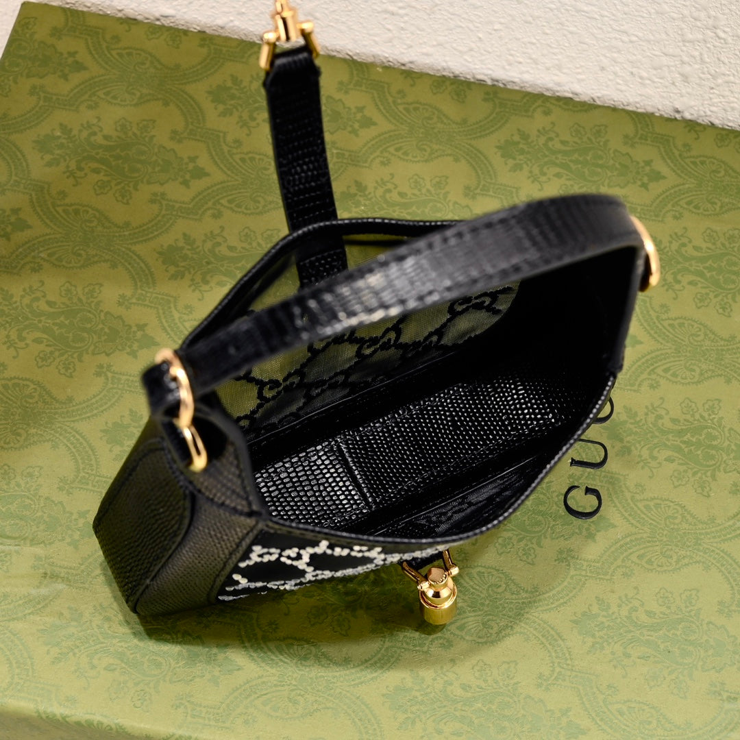 Gucci Jackie 1961 Black Crystal Shoulder Bag