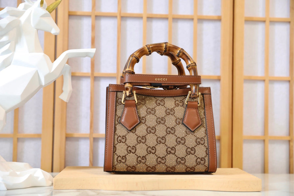 Gucci Diana Crystal Bamboo Top Handle Bag