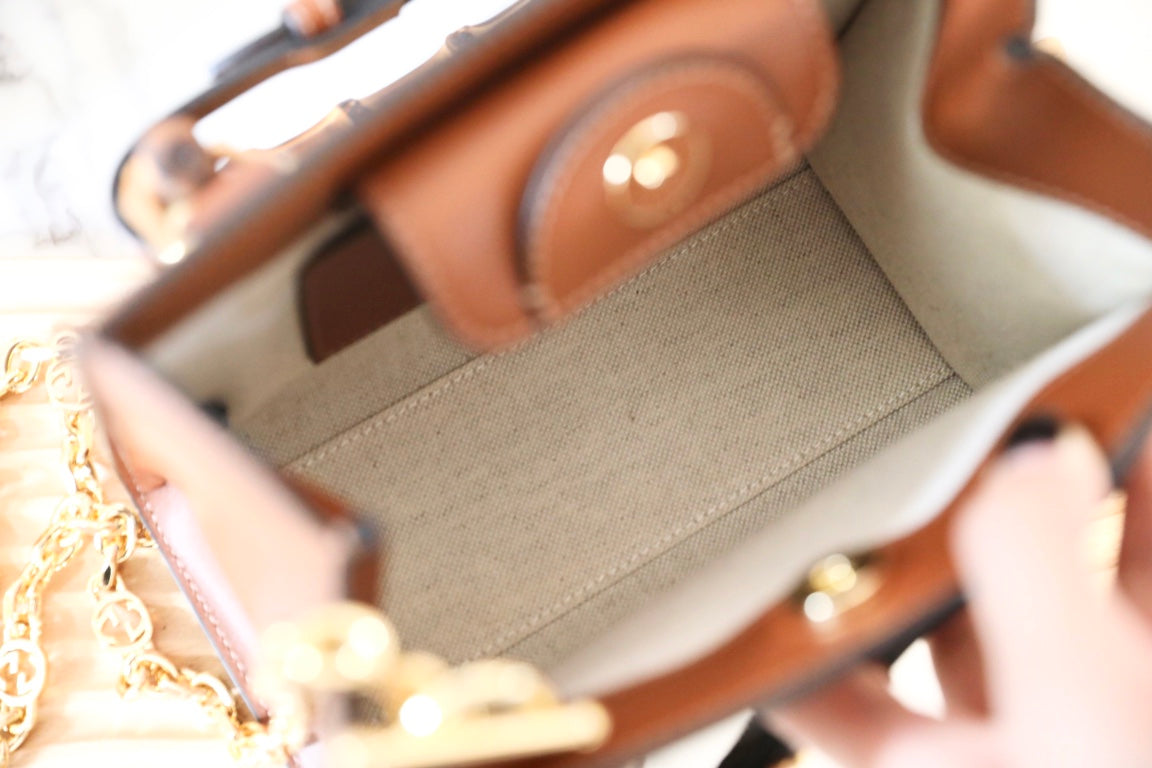 Gucci Diana Crystal Bamboo Top Handle Bag