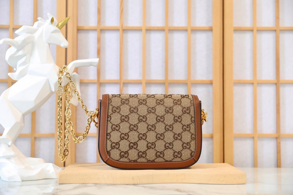Gucci Horsebit 1955 Crystal Canvas Shoulder Bag