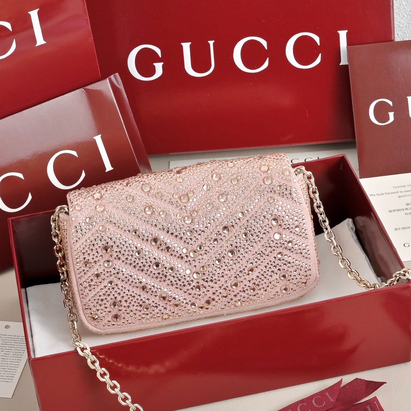 Gucci GG Marmont Crystal Mini Shoulder Bag
