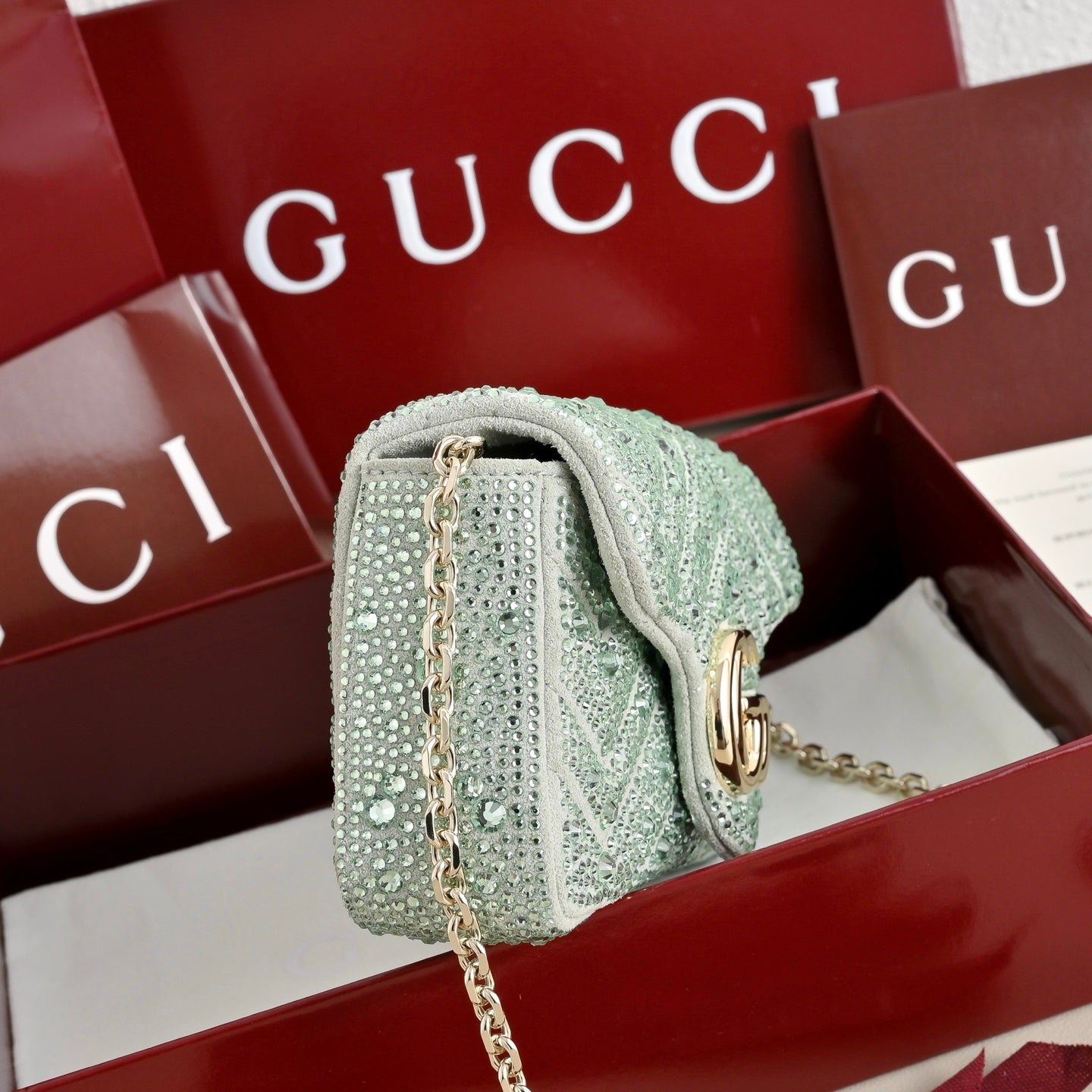 Gucci GG Marmont Crystal Mini Shoulder Bag