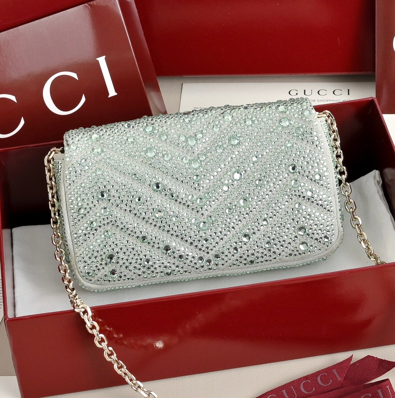 Gucci GG Marmont Crystal Mini Shoulder Bag