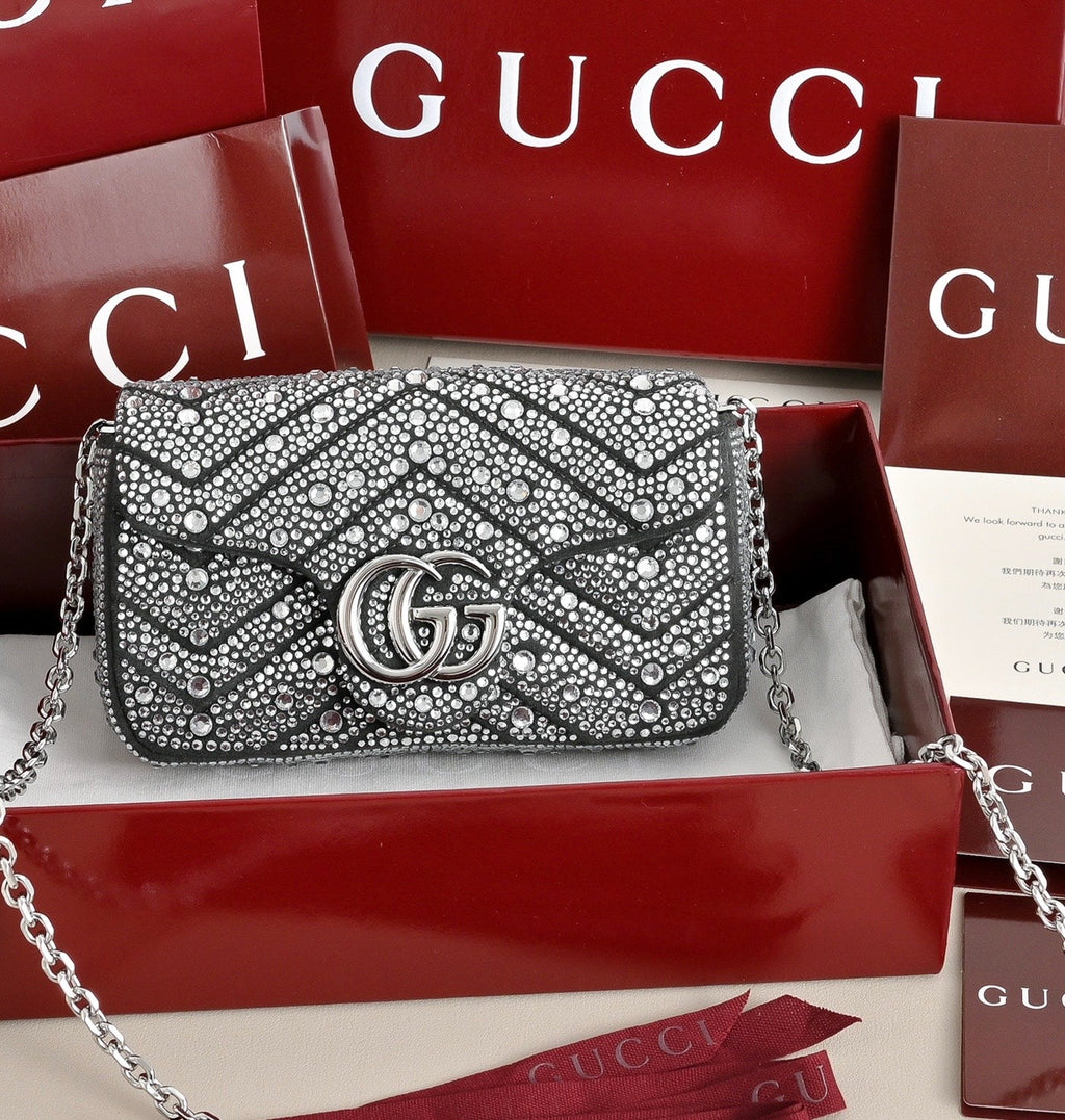 Gucci GG Marmont Crystal Mini Shoulder Bag