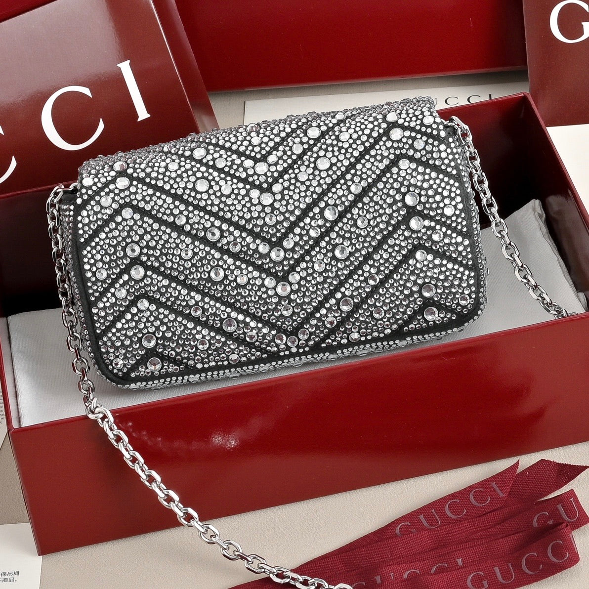 Gucci GG Marmont Crystal Mini Shoulder Bag